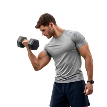 pngtree a muscular man in gray t shirt and navy blue shorts png image 16124589